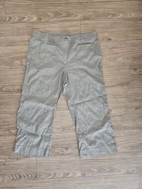 J. Jill Linen Sage Green Wide Leg Cropped Pants Size L